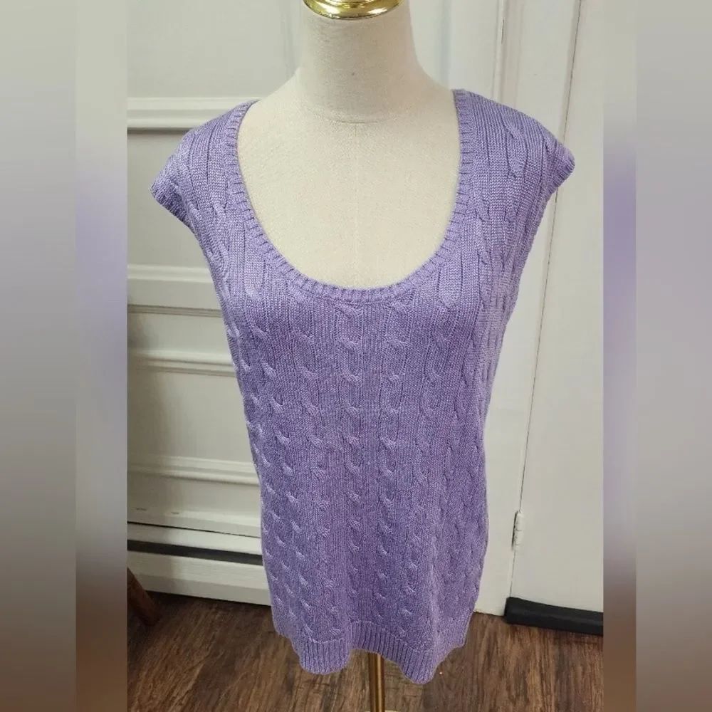 NWT SZ XL *LAUREN RALPH LAUREN* ASTR-PURPLE CAP SLEEVE SWEATER